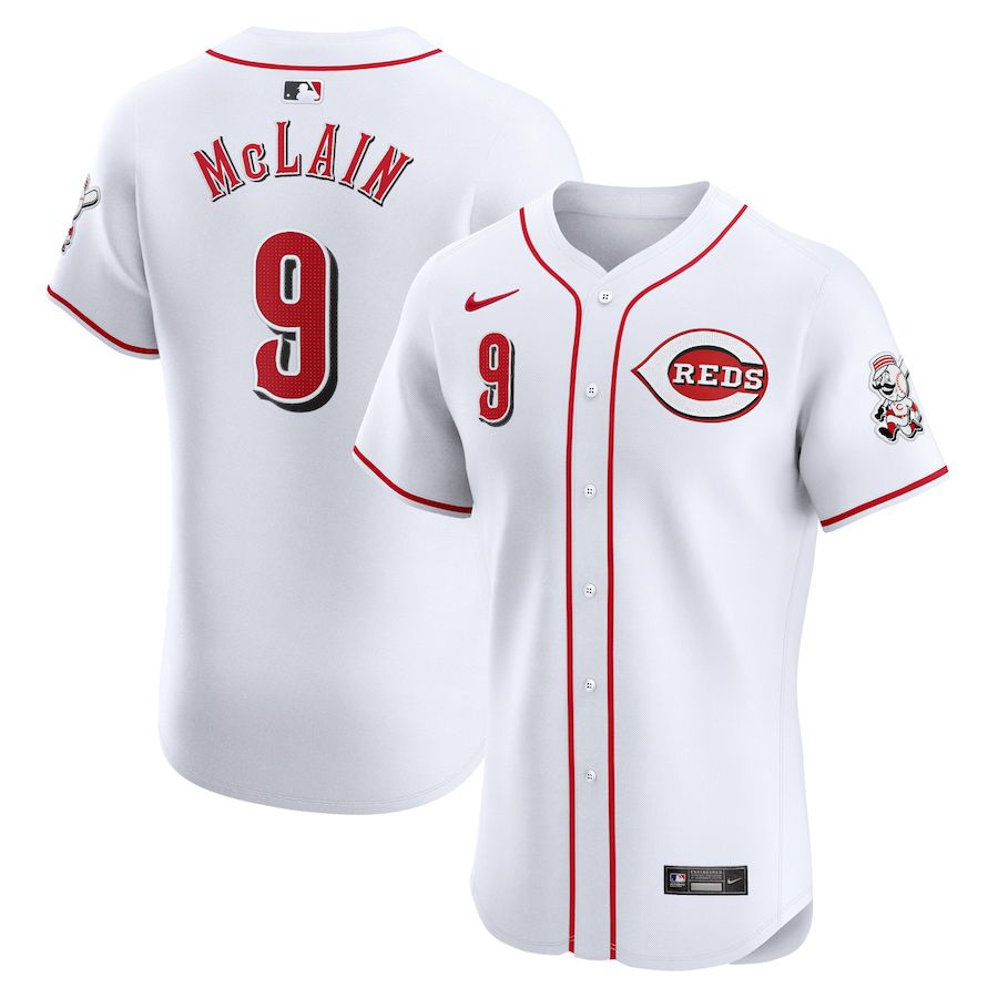 Men Cincinnati Reds #9 Matt McLain Nike White Home Elite Player MLB Jersey